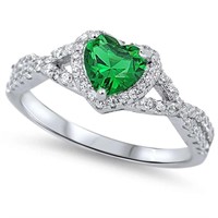 Heart Cut 1.25ct Emerald & Topaz Ring