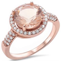 Rose Gold-pl. Halo Style 3.90ct Morganite Ring