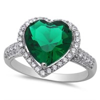 Heart Cut 5.53ct Emerald & Topaz Ring