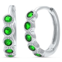 Round Cut 1.00ct Emerald Hoop Earrings