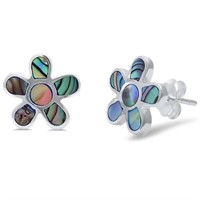 Abalone Shell Flower Stud Earrings