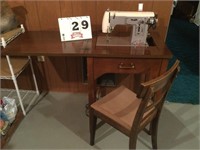 Sears sewing machine with table and chair
