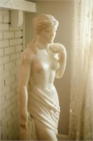 Statue, Carrara Marble Statue, Female, Draped Nude