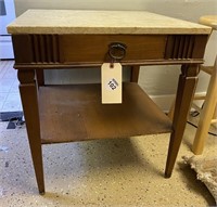 Table, End Table, Stone Top, Wooden Frame
