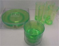 Set of 4  Plastic Plates, bowls & cups