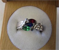 925 Silver 3 Stone Ring Size 6.75