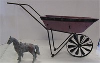 Tin Wheelbarrow Planter + Copper  Horse