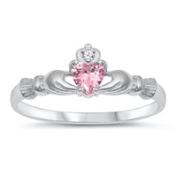 Heart Cut 1.15 Ct Pink Sapphire Claddagh Ring