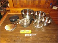 3 Bowls/2 Coffee Pots/ Cheese Grader