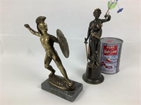 Statuettes grecque en laiton & métal, signée