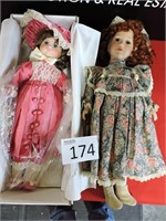 Two Large Porcelain Dolls New in Box