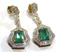$12,820 STUNNING Emerald & Dia. Earrings