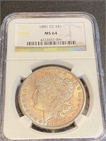 1881 CC MS 64 NGC Morgan Silver Dollar
