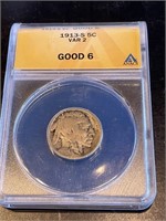 1913 s- V/2 - G-6 Buffalo Nickel