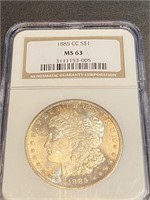 1885 CC MS 63  NGC Morgan Silver dollar