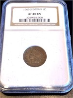 1909 s KEY DATE XF 40 BN Indian Head Cent