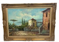 Large Tuscan Villa Scene by R. Thrower