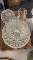 Box of clear glass bowls and more