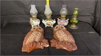 Mini oil lamps and wall owls
