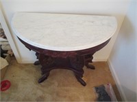 Wood Marble Topped Hallway Table