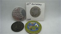 Vintage Lot of 4 Assorted Tokens