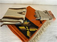 Group of three Mexican blankets
