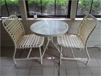 Metal and Glass Bistro Table w/ 2 Chairs