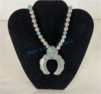 Silver and turquoise Navajo necklace