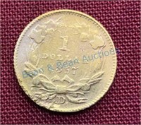 1857D, 1 dollar gold piece