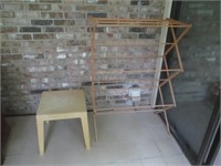 Plastic End Table and Wood Drying Rack