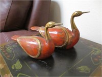 2 Brass and Wooden Ducks