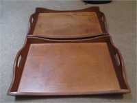 2 Wooden Trays with Handles