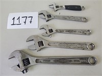 5 Adjustable Wrenches - Diamond, Utica & Bahco