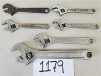 6 Adjustable Wrenches - Crescent, Fuller, S-K,..