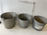 3 #10 Galvanized Buckets