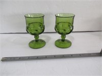 (2)Indiana Glass Thumbprint Pattern Footed