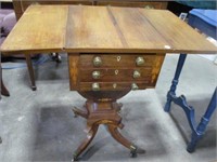 ANT. PED. DROP-LEAF LAMP TABLE