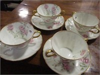 4 - LIMOGE CUPS / SAUCERS