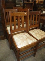 SET OF 5 MISSION STYLE OAK CHAIRS