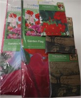LARG AND SMALL GARDEN FLAGS - 5/LOT