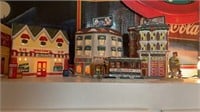(3) Buildings, (2) Figurines - Town Sq. Collection