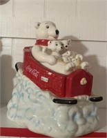 Coca-Cola Sledding Polar Bears Cookie Jar