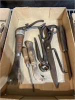 Large scissors, wood handled tools