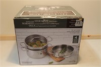New 4 pc stainless steel crock pot with steamers