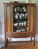 Victorian Oak Glass Front Display Cabinet