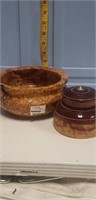 Maple burl bowl and one other pce