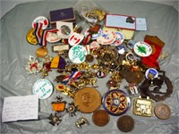 LARGE LOT OF 80 + PINS / BUTTONS