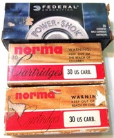 60 RDS. -- NORMA  &  FED.  30 US CARBINE