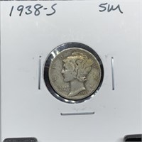 1938-S MERCURY SILVER DIME