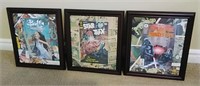 3 framed comic prints- BR1